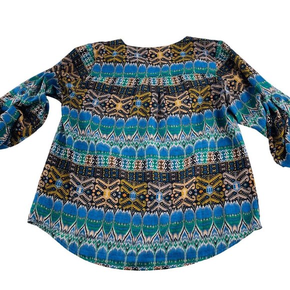 Collective Concepts Womens Boho Tribal Print Blouse Size S Polyester - Picture 5 of 6
